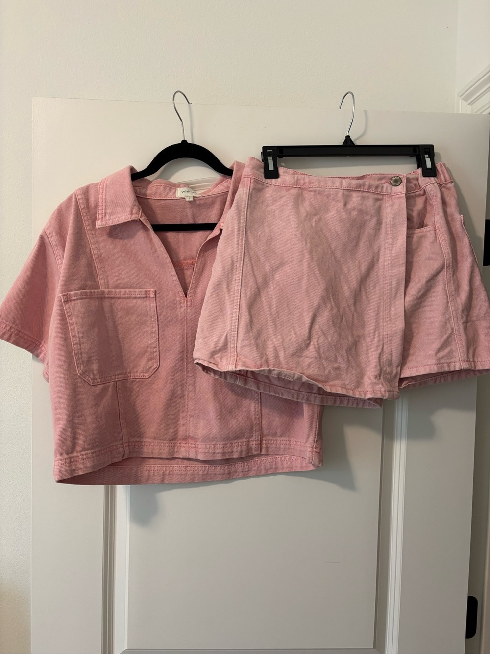 Wishlist Pink Denim Skort & Cropped Top Set